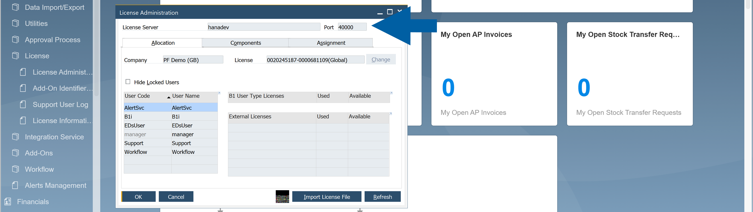 screen showing how to find the sld server address