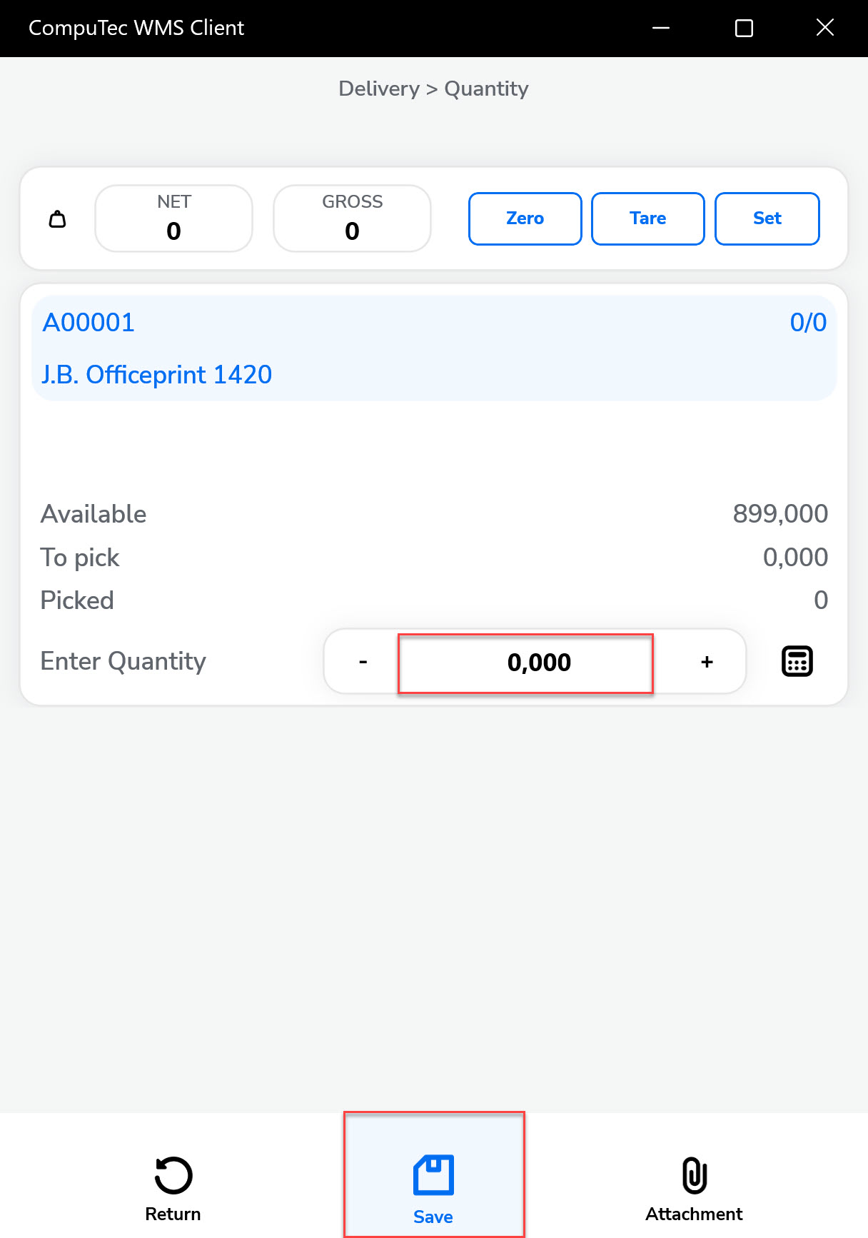 Quantity Screen