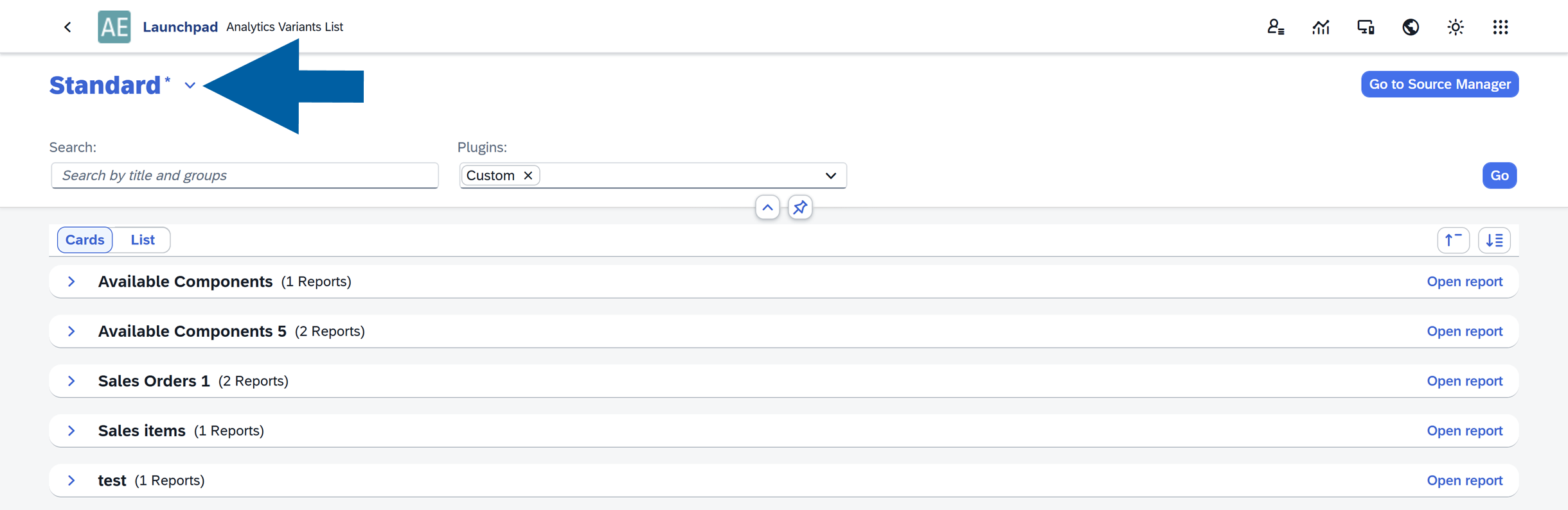 screen showng choosing Analytics Variants List name