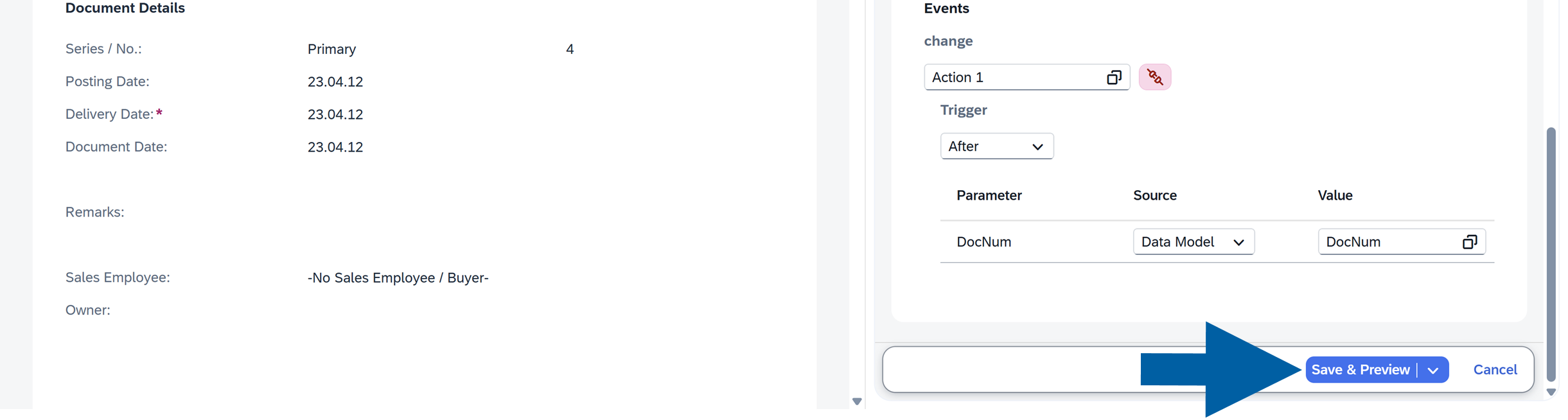 a screen showing navigation to smart actions tab in computec webup manager
