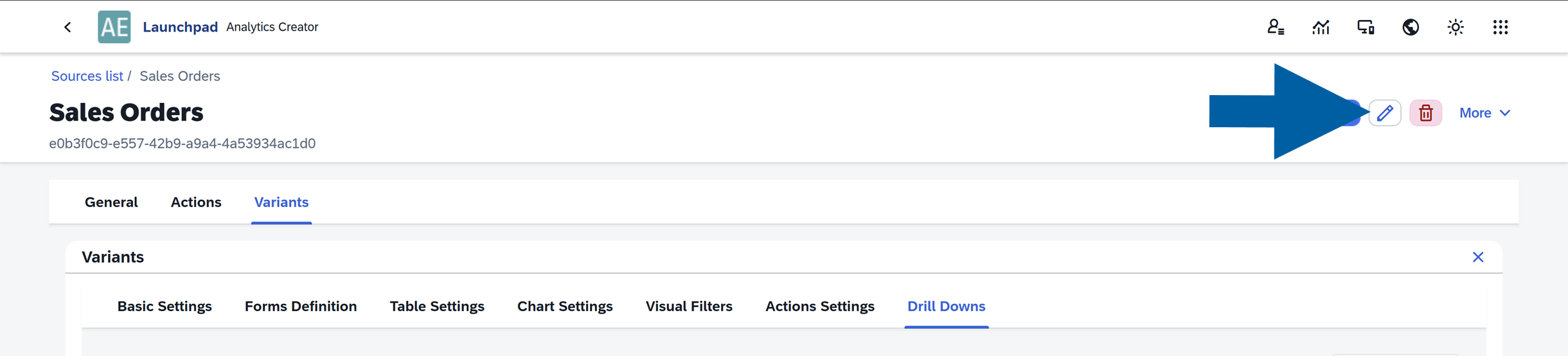 screen showing clicking on edit icon