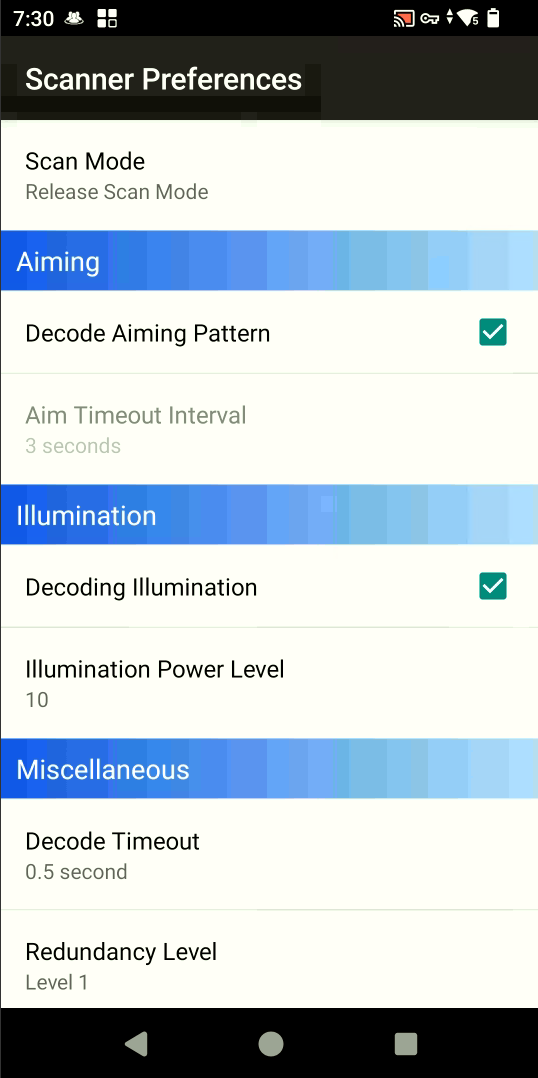 Scanner Preferences